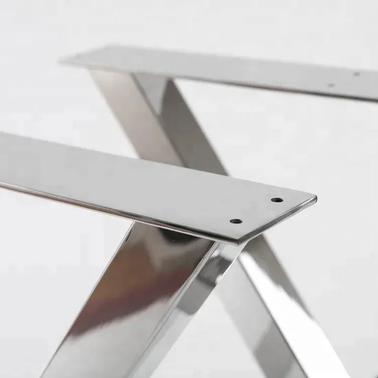Patas de mesa de metal de acero inoxidable con forma de X de alta calidad al por mayor