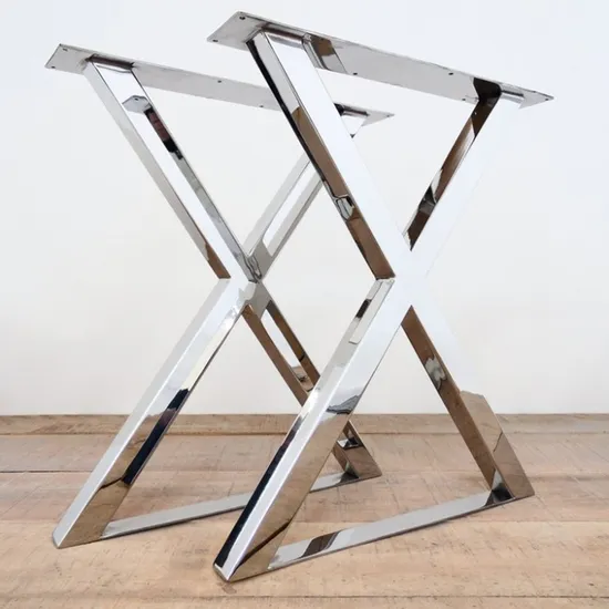 Pata de acero inoxidable en forma de X para mesa de café y comedor