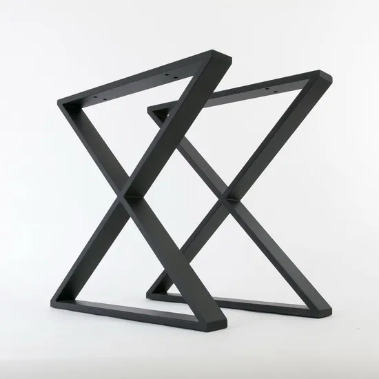 Patas de mesa de metal de hierro forjado en forma de X