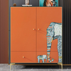 Gabinete lateral naranja moderno de lujo ligero italiano - Almacenamiento con estantes para sala de estar y porche