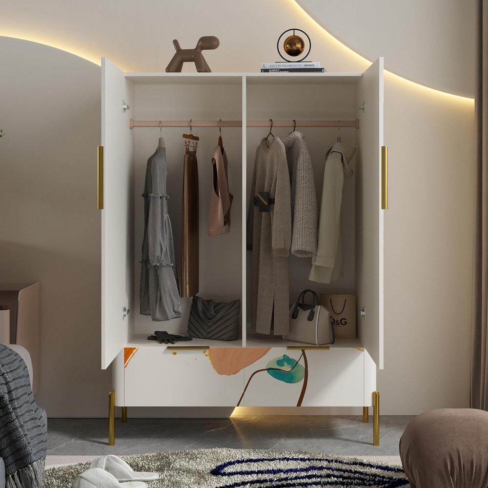 Cajonera de 3/5/6 cajones, gran oferta, patas chapadas en oro de madera maciza, color blanco para dormitorio