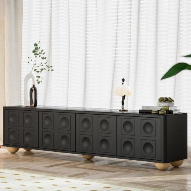 Aparador moderno de madera maciza, acabado en roble Natural, 2 estantes y armario de almacenamiento para sala de estar, soporte para TV, gran oferta