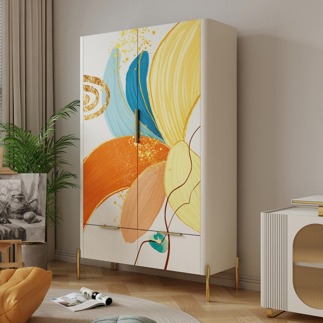 Cajonera de 3/5/6 cajones, gran oferta, patas chapadas en oro de madera maciza, color blanco para dormitorio