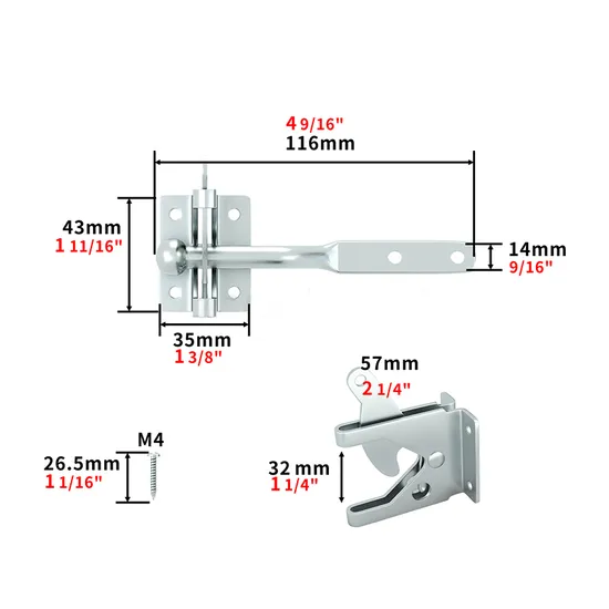 Pestillo galvanizado pequeño y resistente para puertas de metal y madera - Fácil de instalar