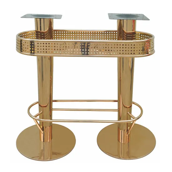 Muebles de escritorio cepillado, base de mesa industrial forjada en oro, acero inoxidable cromado