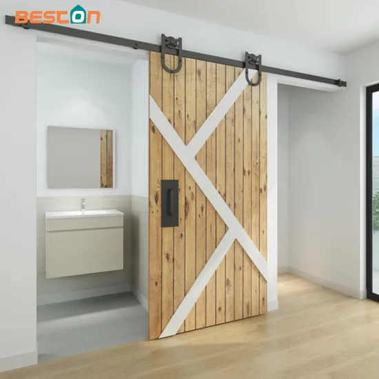Kit de herrajes para puertas corredizas de granero de alta resistencia (de 6 a 6,6 pies): silencioso, suave y estable para interior/exterior
