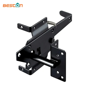 Pestillo de puerta con palanca de gravedad autoblocante de acero resistente - Recubrimiento en polvo negro para cercas de madera