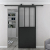 Puerta de granero con vidrio, dormitorio, habitación, diseño corredizo, puertas de granero, casa moderna