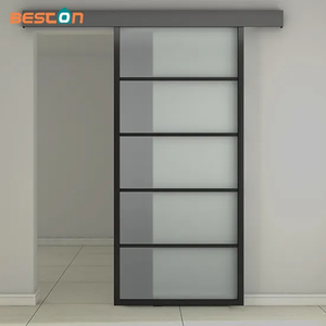 Puertas corredizas de vidrio de acero al carbono de vidrio metálico con herrajes