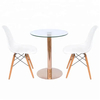 Base de mesa de comedor y cafetería con tapa de cristal redonda estable Glastisch Edelstahl de una sola pierna