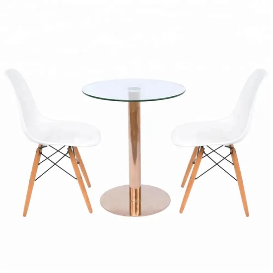 Base de mesa de comedor y cafetería con tapa de cristal redonda estable Glastisch Edelstahl de una sola pierna