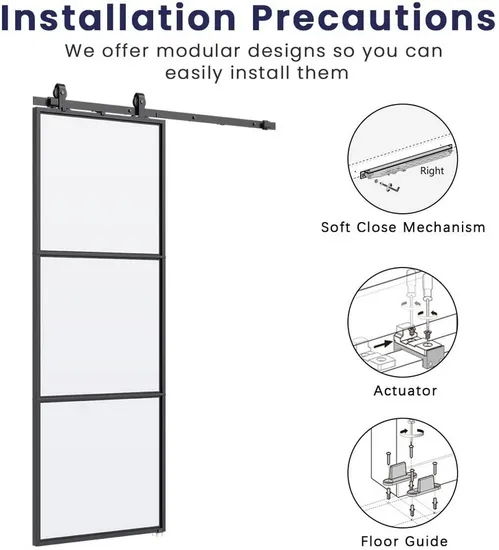 Mecanismo de montaje Interior, Kit de herrajes para puerta de Granero, puerta corrediza de vidrio