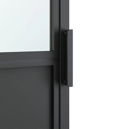 Puertas tipo loft con marco de hierro negro, puerta corrediza de granero de vidrio esmerilado de acero al carbono