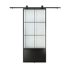 Puerta de vidrio con marco de metal de acero negro mate interior con kit de herrajes