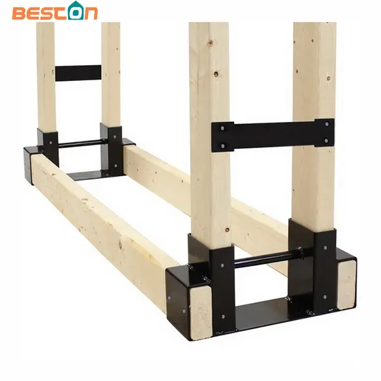 Kit de soporte para estante de almacenamiento de troncos de leña para exteriores, soporte ajustable para estante de troncos