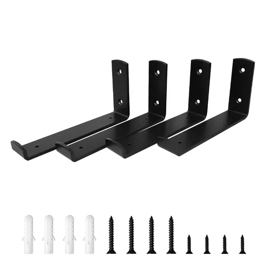 DIY L Set Soportes de estante flotante de pared de metal de hierro fundido para estantes