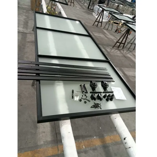 Kits de puertas de granero Chelsea con marco de metal y puertas de granero de vidrio