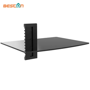 Soporte de TV de vidrio, estante de TV ajustable superior con carrito para pantalla de ordenador montado en la pared