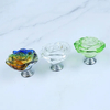 Perilla de cocina con forma de rosa, manijas coloridas con diamantes de imitación, perilla de cristal para gabinete