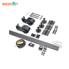 Kit de herrajes para puerta de granero plegable individual de montaje lateral resistente con riel de rodillos