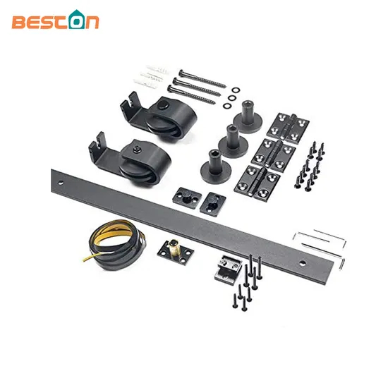 Kit de herrajes para puerta de granero plegable individual de montaje lateral resistente con riel de rodillos