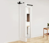 Kit de herrajes para puerta de granero plegable con riel negro y montaje superior
