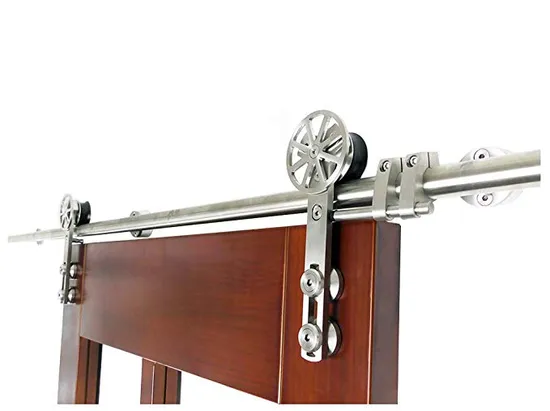Herrajes industriales para puertas corredizas de granero de acero inoxidable cepillado de 5 pies: elegantes y duraderos para puertas de madera