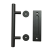 Kit de puerta corrediza de granero de acero al carbono y níquel satinado de inspiración vintage: diseño de rueda de gran tamaño adornado para interiores de granjas modernas