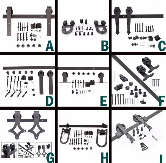 Kit de rieles para puerta de granero de acero mejorado de 6.6 pies y 5 rieles: diseño de junta duradero para hogares modernos y rústicos