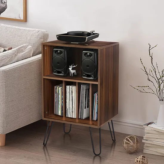 Mesa auxiliar apilable de la mesita de noche de los muebles del dormitorio del lado de la mesita de noche marrón del marco