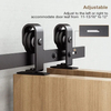 Kit de herrajes para puerta de granero plegable – Sistema de rodillos de riel plegable de 4 puertas de montaje superior resistente para puertas de 52-84 pulgadas | Fácil instalación Comercial Residencial