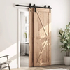 Kit moderno de herrajes para puerta de granero de derivación negra para puertas dobles | Diseño resistente