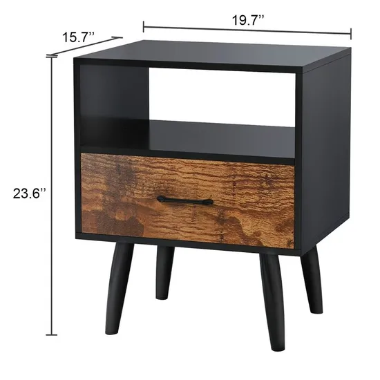 Mesita de noche de lujo moderna de madera maciza de diseño nórdico, mesa auxiliar