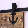 Sistema de riel para puerta de granero de acero al carbono negro de 6,6 pies para puertas interiores de madera – Rodillos resistentes para hogares modernos y rústicos