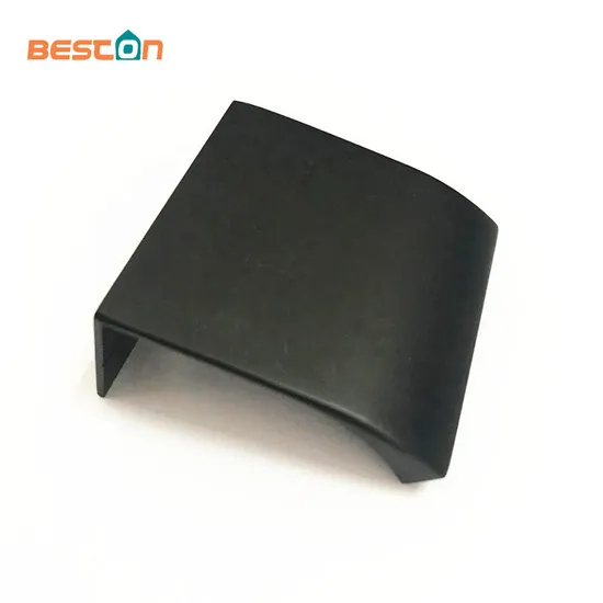 Manija de aluminio del gabinete del perfil del borde de la puerta de la cocina del acabado del color cepillado negro mate