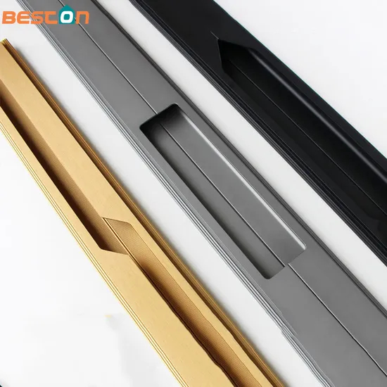 Manija de puerta de gabinete de guardarropa con relámpago de aluminio sin ranuras ocultas