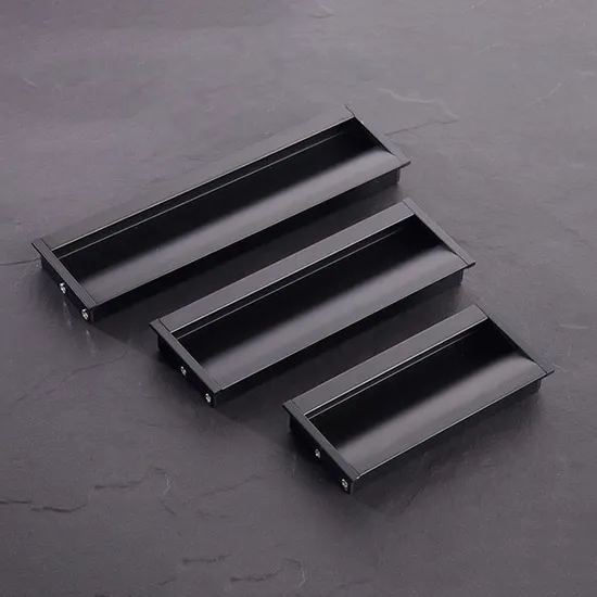 Tiradores empotrados para armarios, tiradores de aluminio para dormitorio, cocina, color negro mate