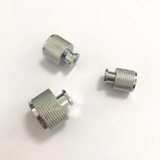 Piezas dadas vuelta CNC del OEM que trabajan a máquina el botón moleteado de aluminio por encargo de Chrome de la precisión