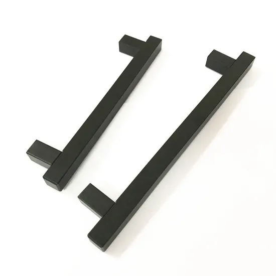Herrajes para gabinetes Tiradores para cajones Manija sólida para muebles estilo cuadrado mate negro en T
