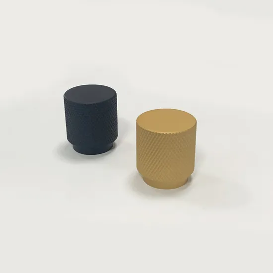 Perilla de puerta de gabinete de aluminio, perilla moleteada negra dorada para manija de cajón de muebles