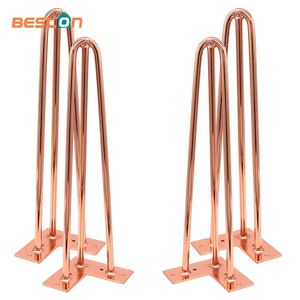 Patas de mesa con forma de horquilla en oro rosa: diseño moderno y redondo de acero para comedores y mesas de centro | Elegante y duradero
