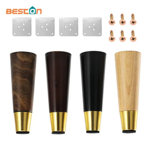 Patas de muebles de madera cónicas modernas y elegantes con tapas doradas: reemplazo asequible para sofás, camas y gabinetes