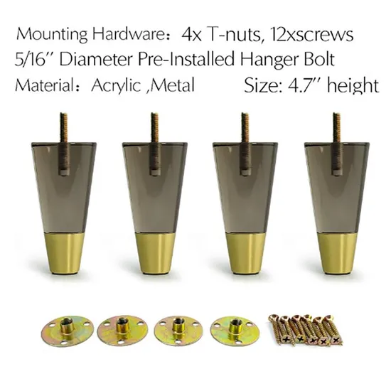 Muebles modernos Hardware patas de acrílico para silla y sofá