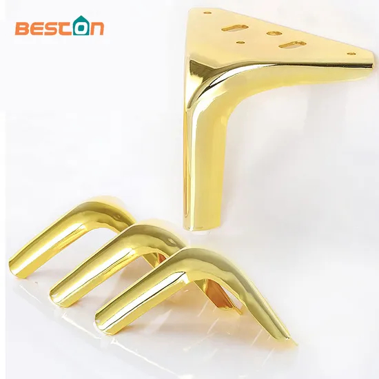 Patas de sofá modernas de acero cromado y dorado, mejoras decorativas para soportes y gabinetes de TV de mediados de siglo