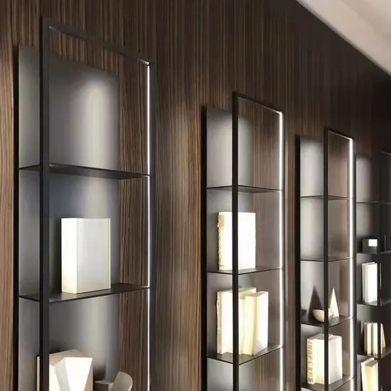 Estantes flotantes para montaje en pared, estante de 5 niveles para sala de estar con luces LED