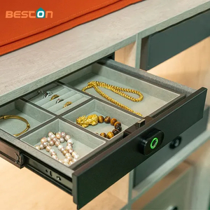 Caja fuerte para cajón de joyería con cerradura de huella dactilar, cajas fuertes ocultas para cajón de finanzas de hotel