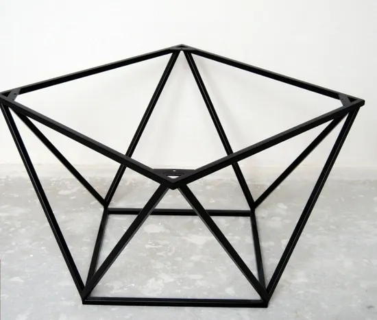 Base de mesa de centro negra de acero con pedestal de metal para mesas de mármol