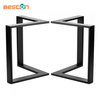 Patas de mesa en forma de L de acero de venta caliente, patas de mesa de comedor de café negras