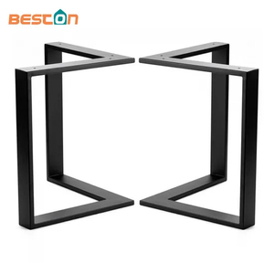 Patas de mesa en forma de L de acero de venta caliente, patas de mesa de comedor de café negras