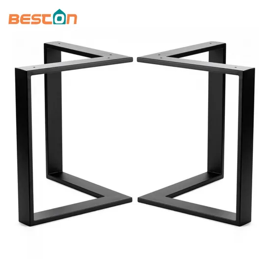 Patas de mesa en forma de L de acero de venta caliente, patas de mesa de comedor de café negras